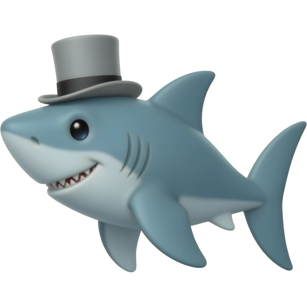 Shark with a top hat emoji