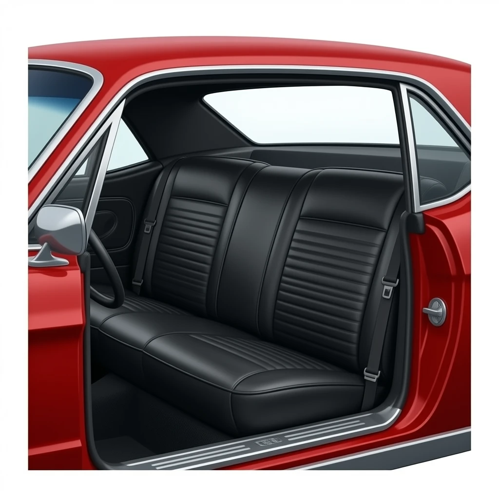 black back seat of a red ford mustang 1968 coupe emoji