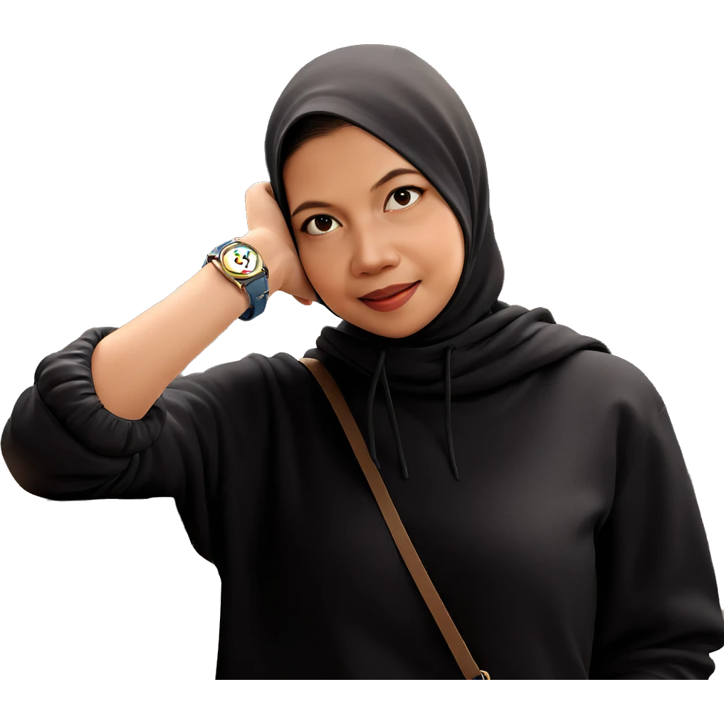 smiling girl outdoors with watch emoji