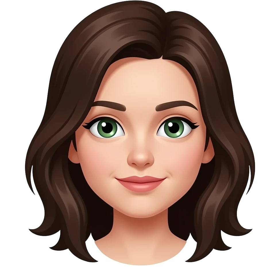 girl with dark brown hair and green eyes emoji