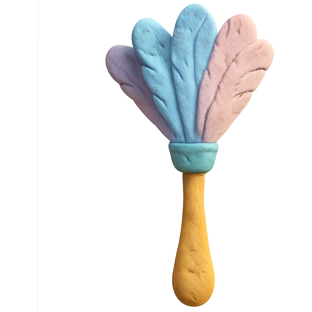 feather duster in claymation style with soft pastel colors and visible fingerprints emoji