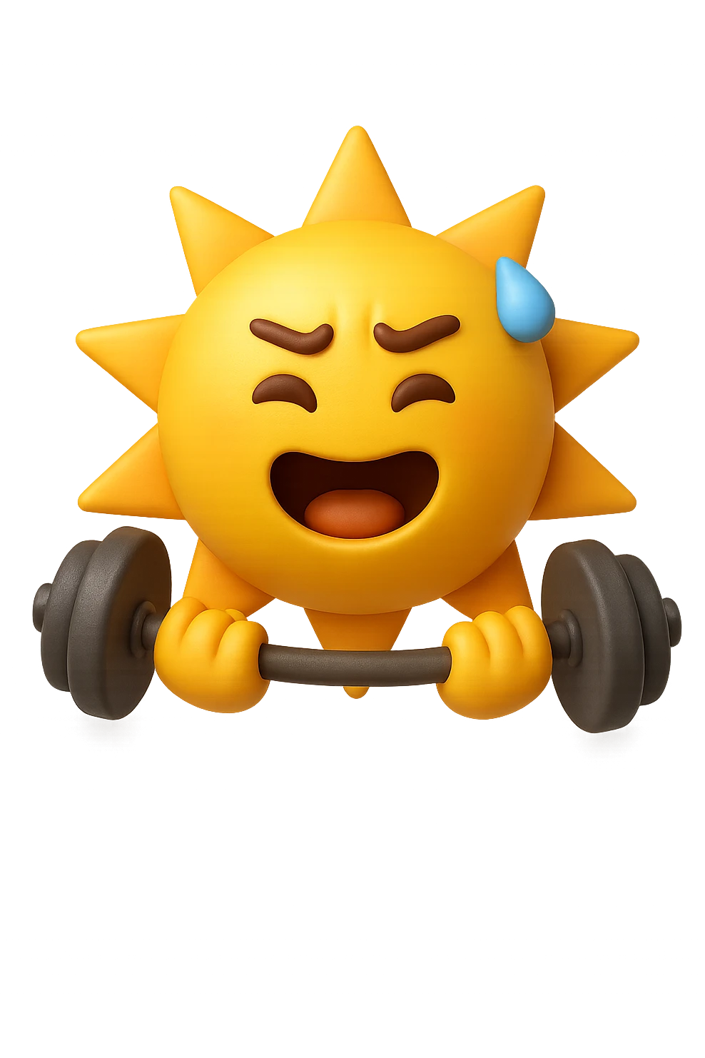 emoji stile iphone 3d di un sole che si allena con i pesi emoji
