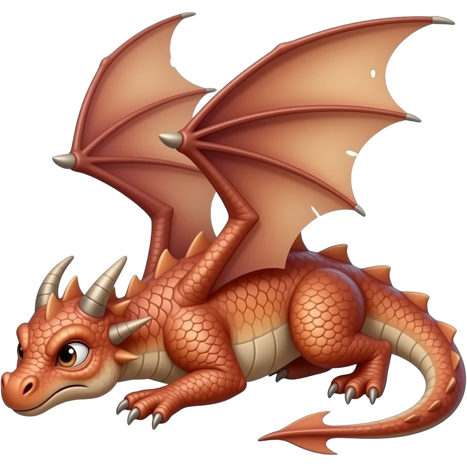 a skin coloured dragon with no scales which is spread eagled flat on floor and exhausted emoji