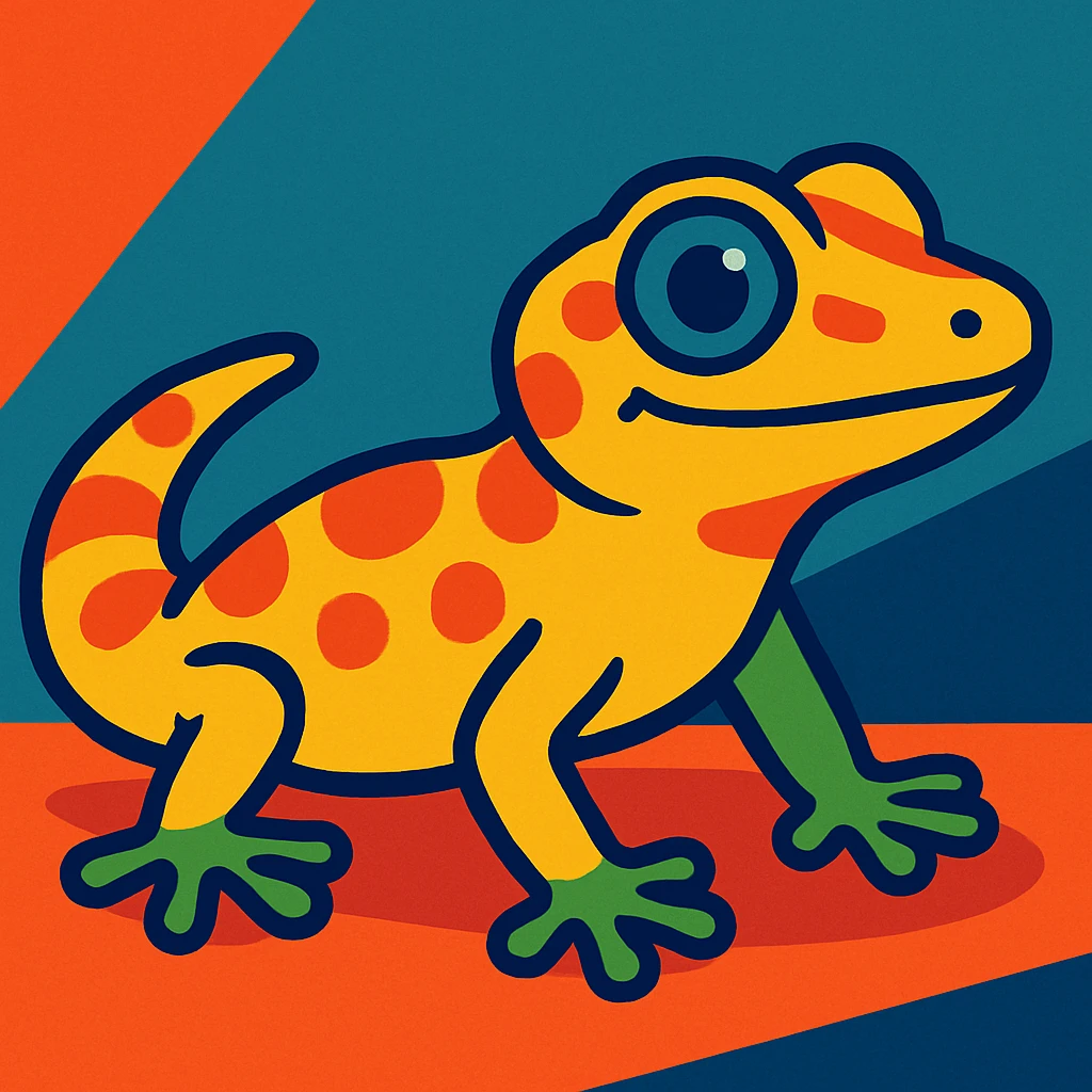 a gecko in side profile, vibrant cartoon style emoji