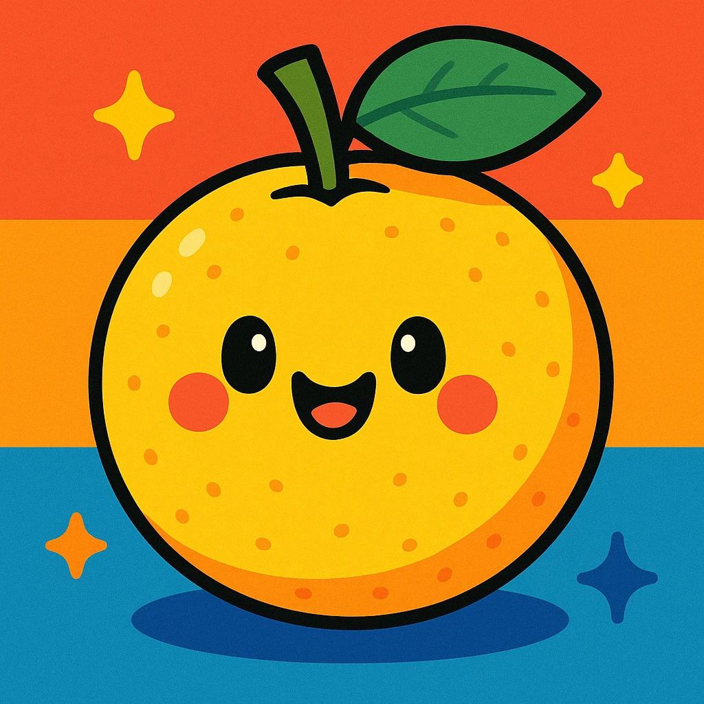 yuzu fruit, cartoon style, bright and cheerful emoji