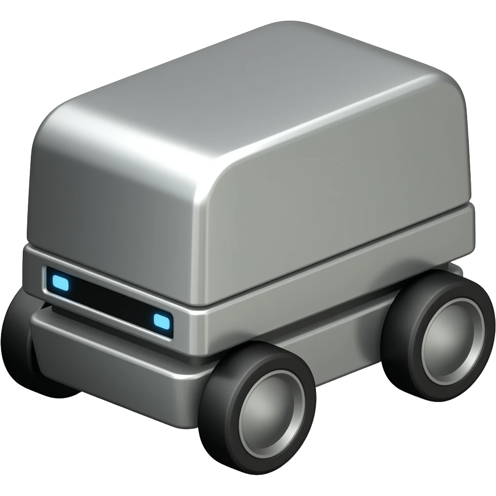 Rectangle shape metalic solid delivery robot emoji