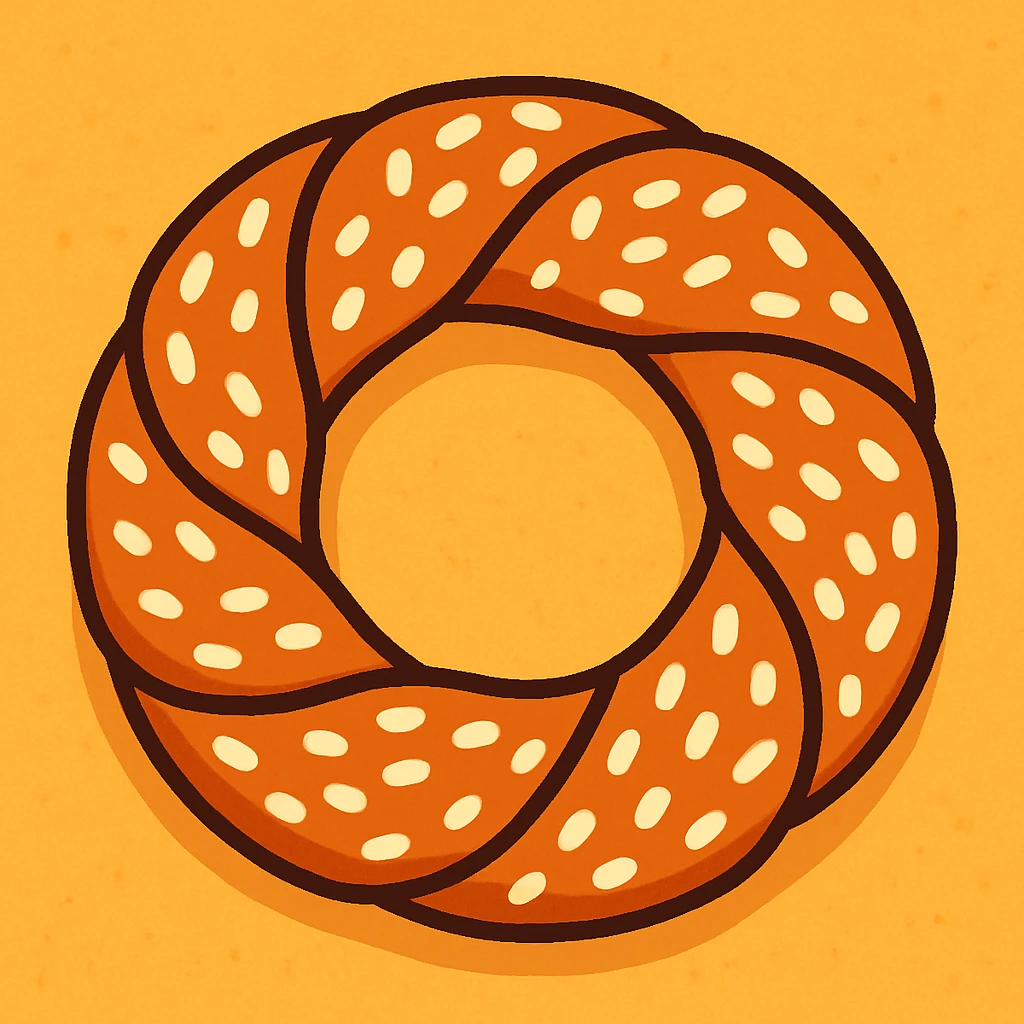 a simit, the classic Turkish sesame bagel, in a fun and appealing style emoji