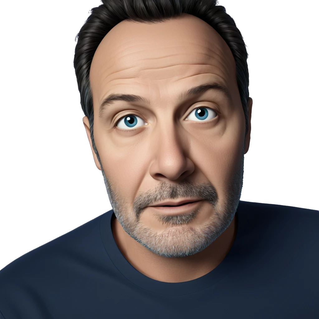 male portrait with blue backdrop emoji