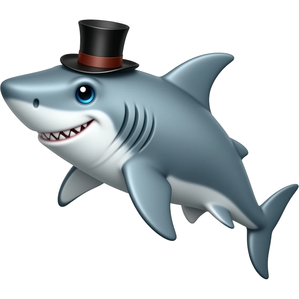 Shark with a top hat emoji