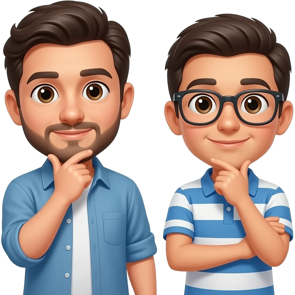 latin young dad and brother thinking emoji
