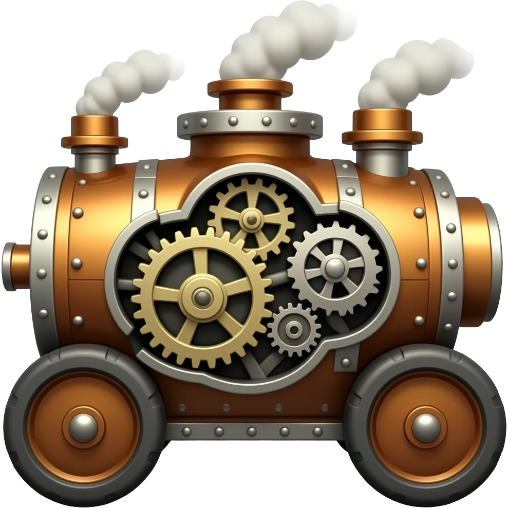 rusty steampunk machine on wheels emoji