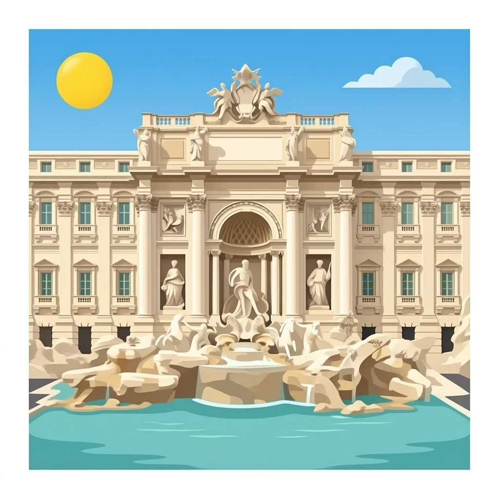 Trevi Fountain no square style no frame png style no squared only building emoji