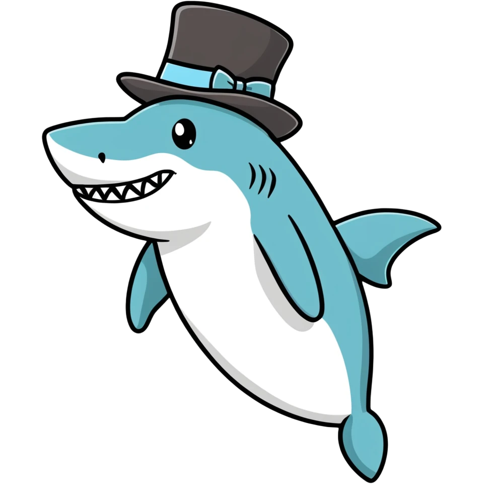 Shark with a top hat emoji