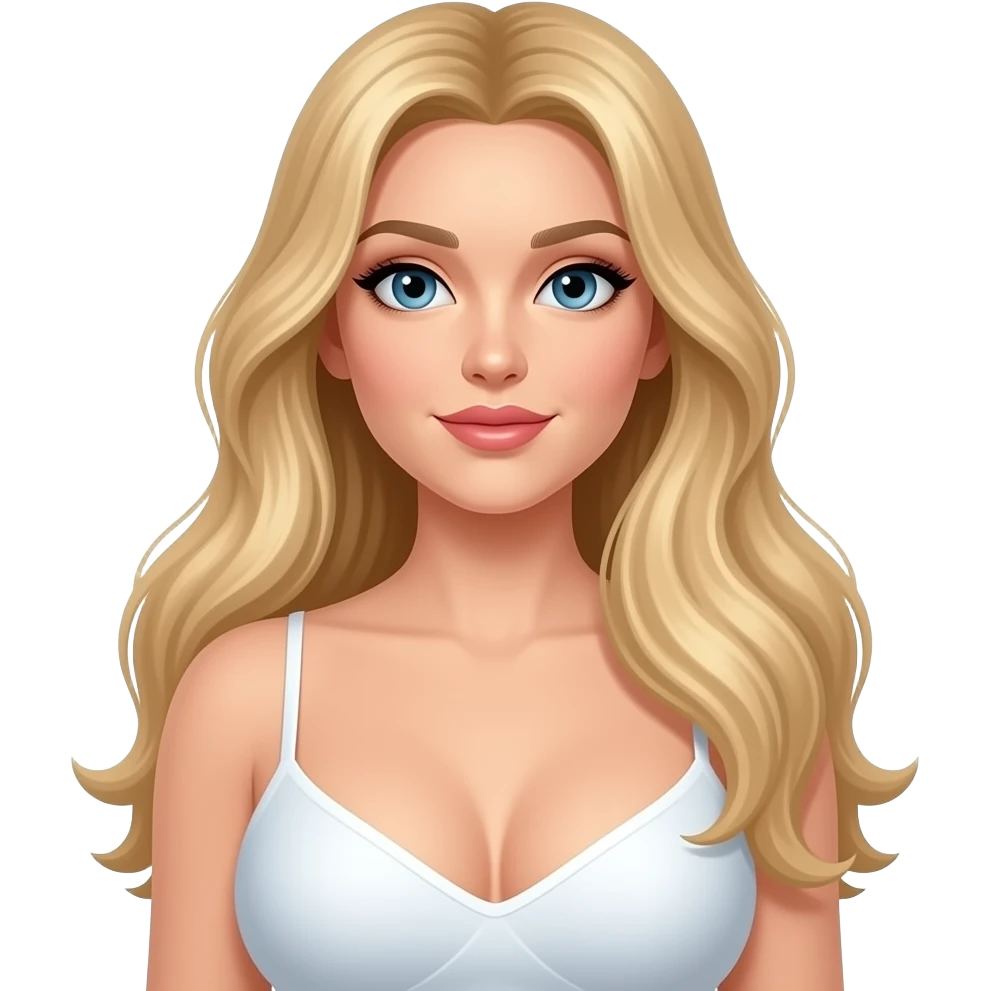 çok uzun saçlı koskocaman açık göğüslü sarışın kadın emojisi emoji