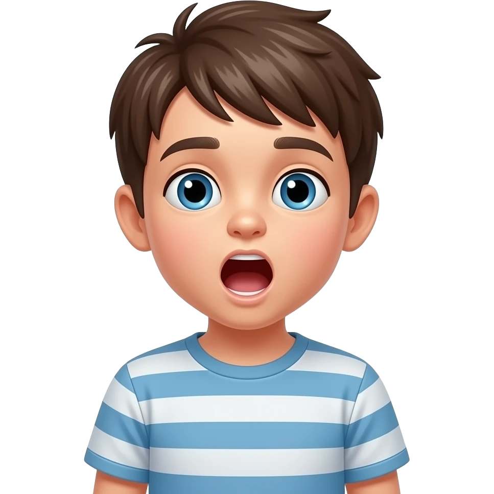 a boy standing up yawning emoji