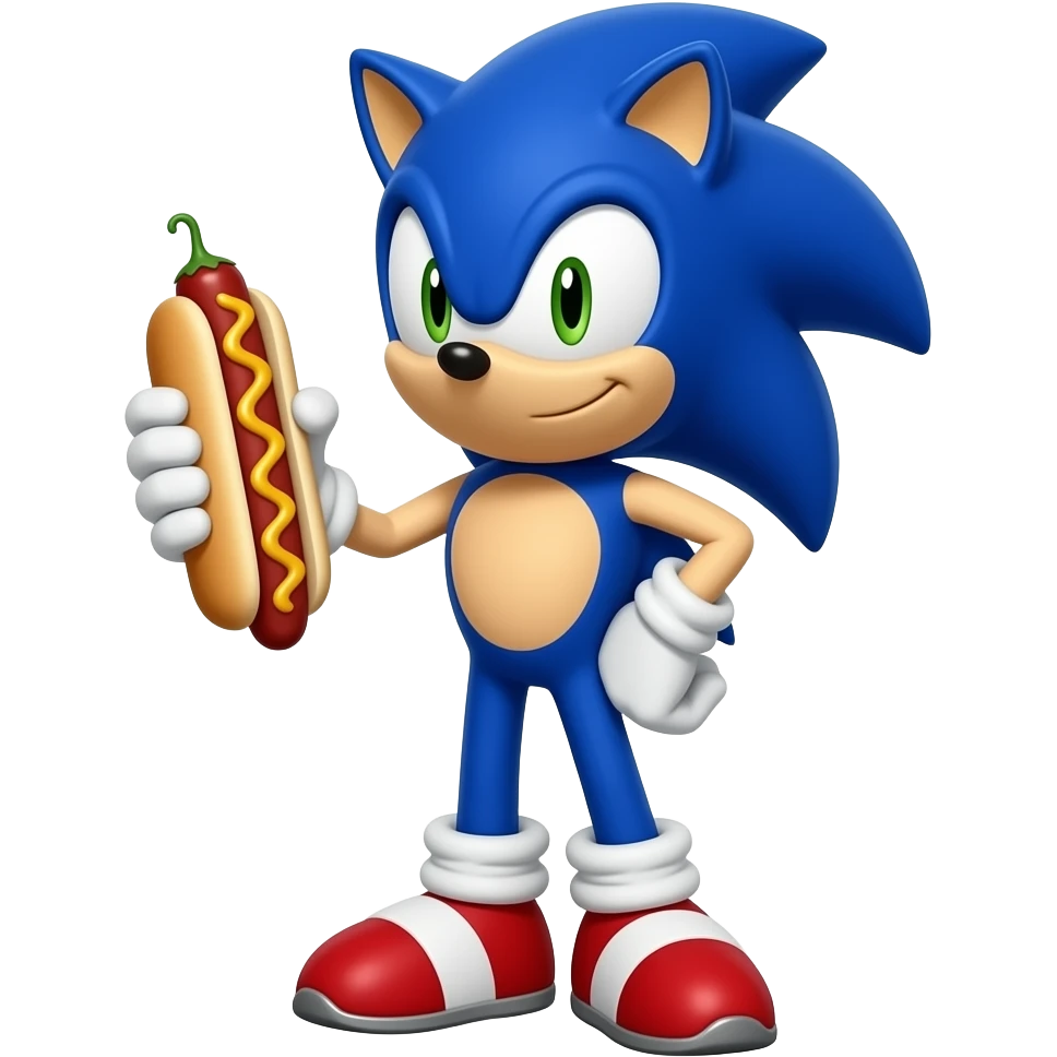 sonic the hedgehog holding a chili dog emoji