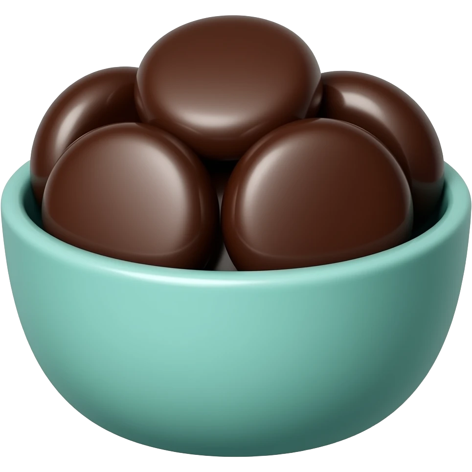 super realistic small teal bowl of chocolate circles emoji