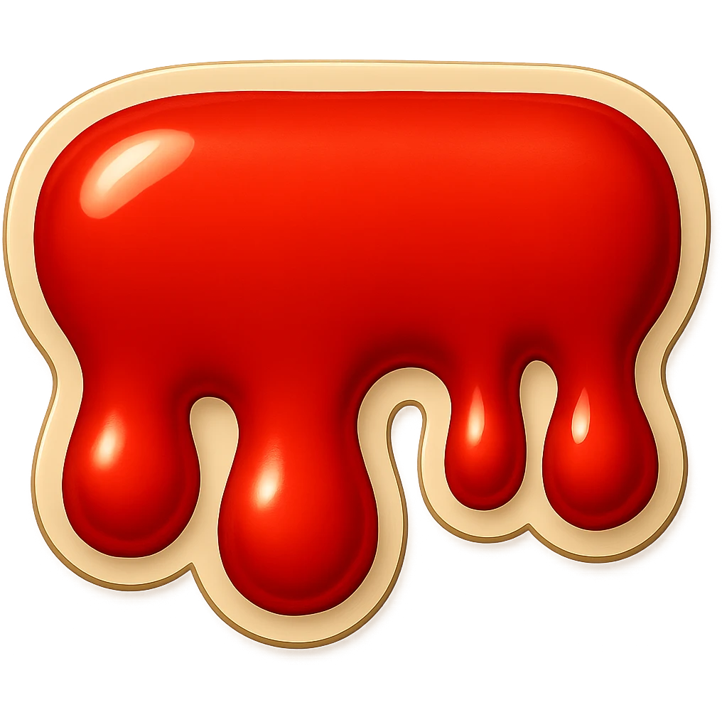Make the blood drips short and fat, overlapping horizontally, in retro sticker style with a transparent background. emoji