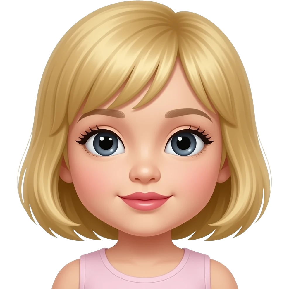 asian baby girl emoji blonde hair vietnamese big eye lash, smoky eyes, juicy lips emoji