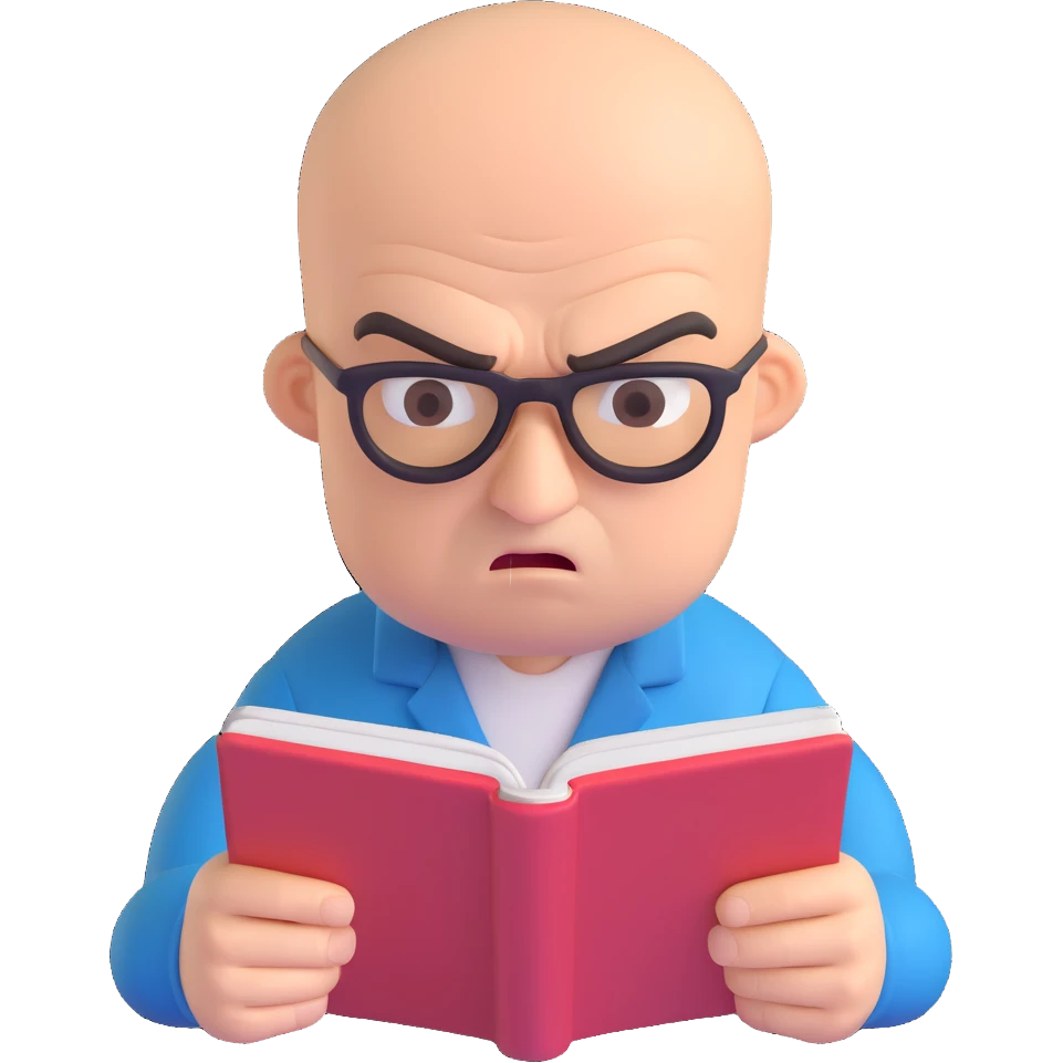 Angry bald man reading emoji
