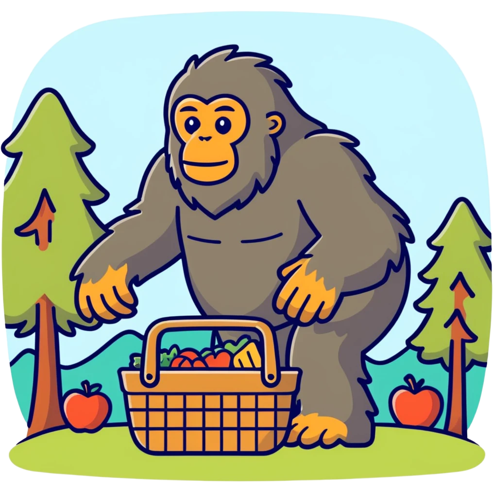 Make a sasquatch stealing from a picnic basket 
 emoji