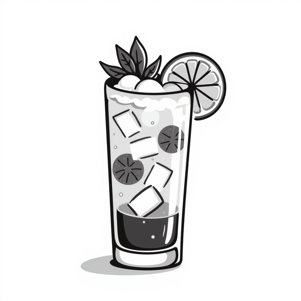 a glass of mojito, hand drawn doodle emoji