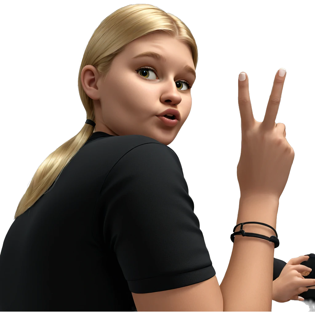 blonde girl in black shirt emoji