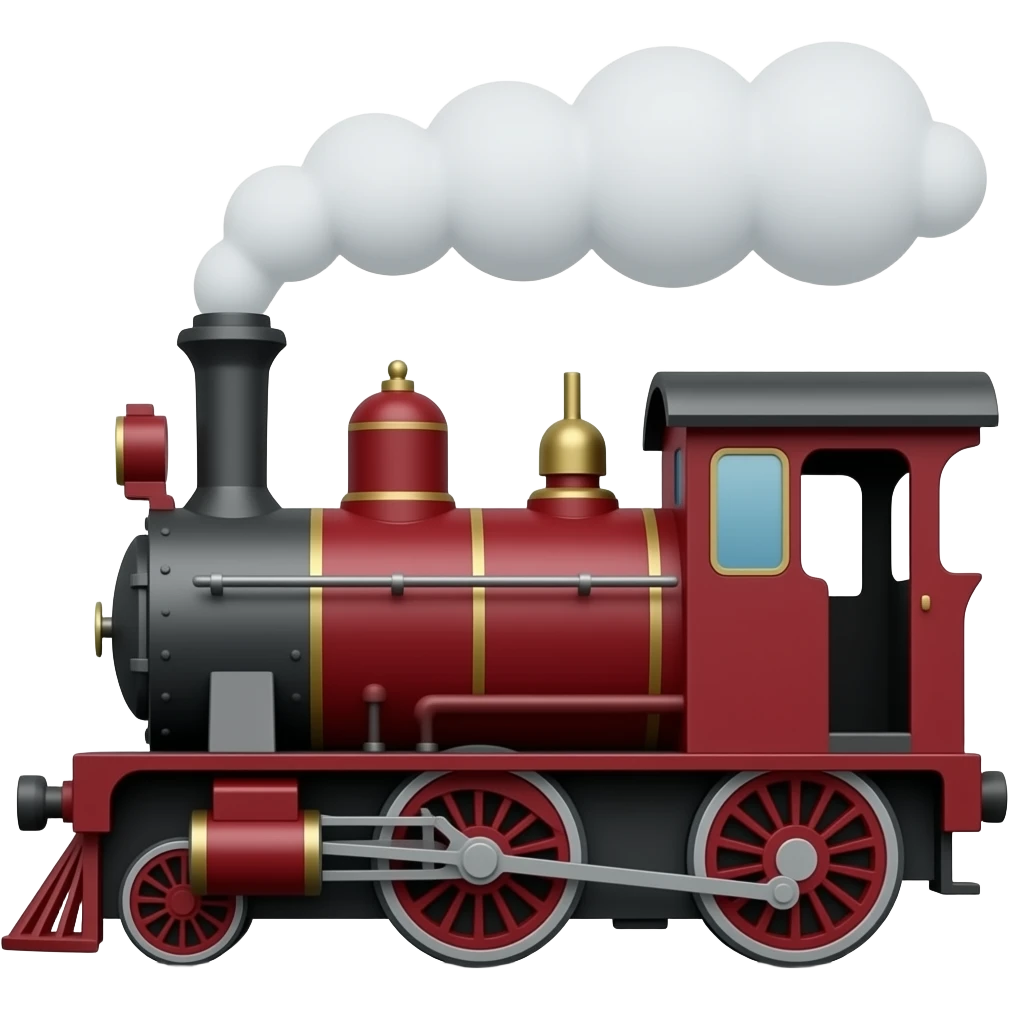 Maroon steam train emoji style side view emoji