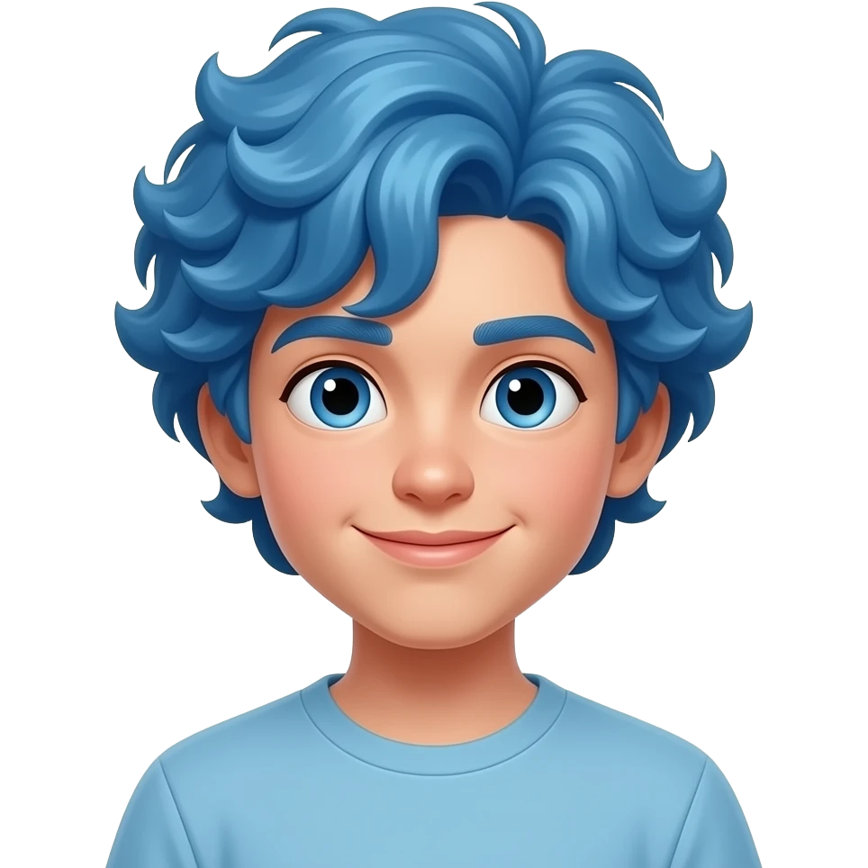 teen boy with bule curly hairs emoji