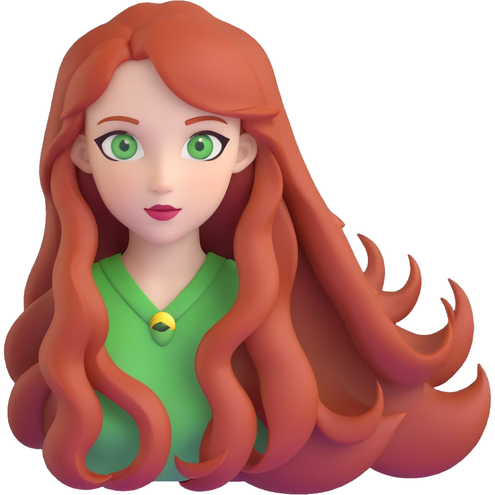 redhead with long hair and green eyes emoji