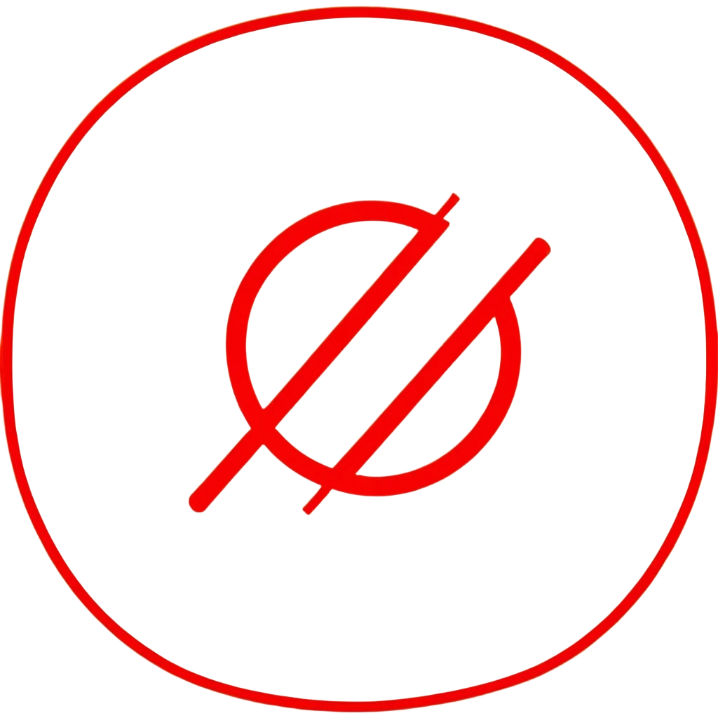 Bright red prohibition symbol, forbidden sign, circle with diagonal line emoji