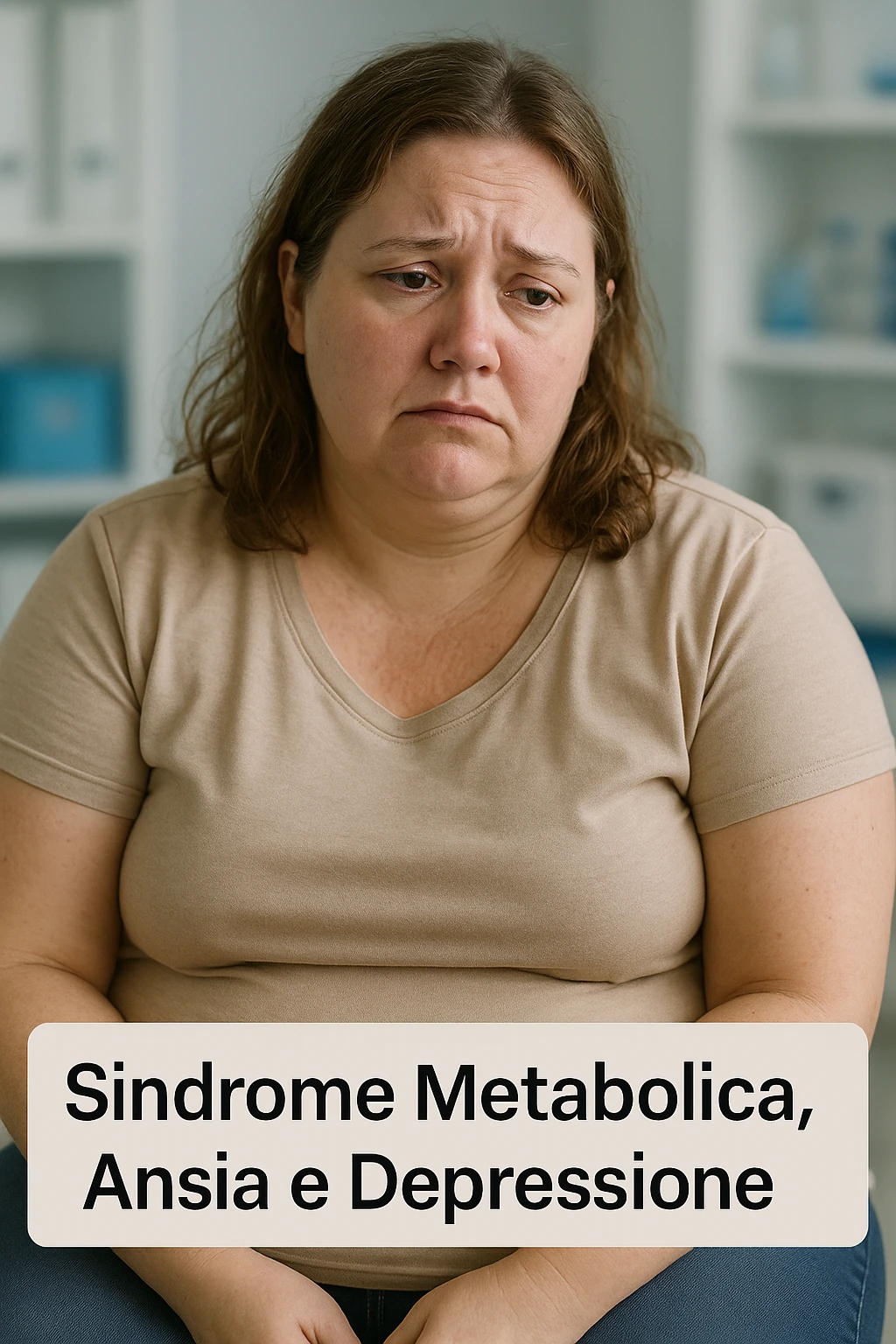 Donna con sindrome metabolica, ansia e depressione immagine realistiche in italiano emoji