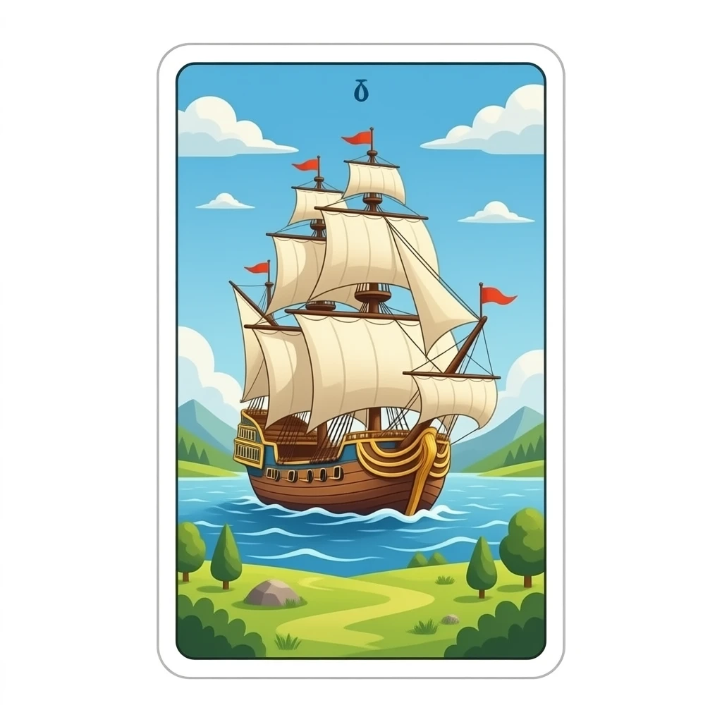 a galleon ship in a tarot card emoji