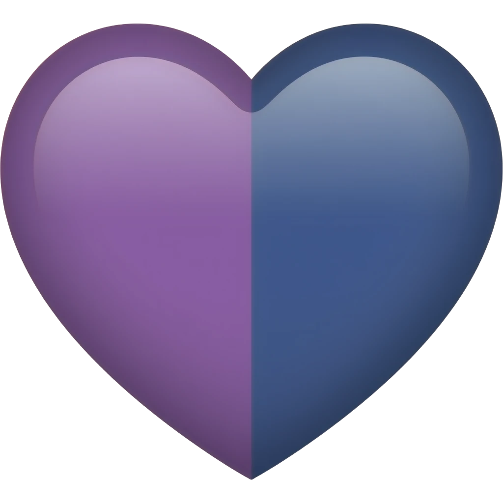 Heart but left side is purple and the right side is dark blue emoji