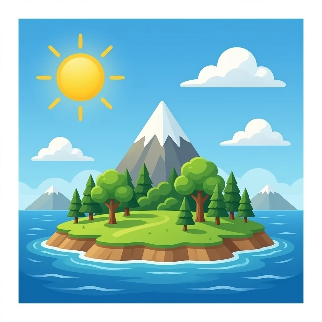 Une île avec un fond blanc emoji