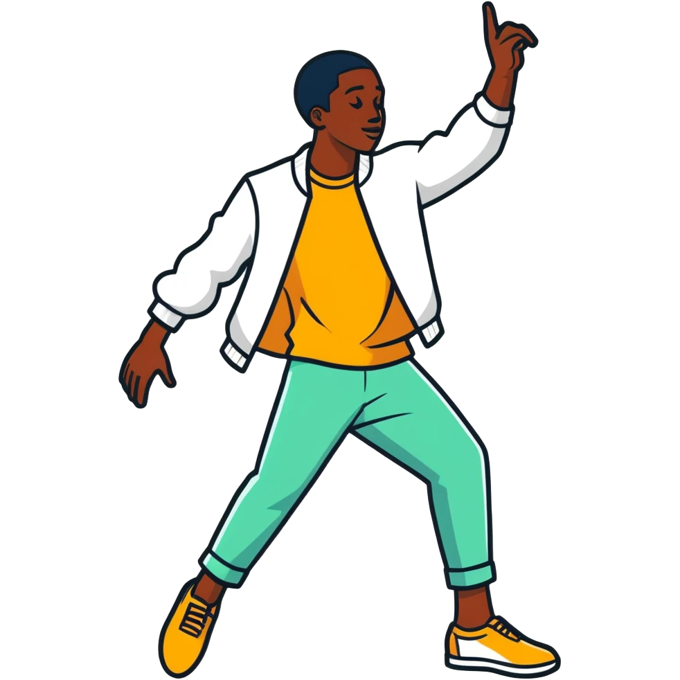 A black man doing a Humpty dance emoji