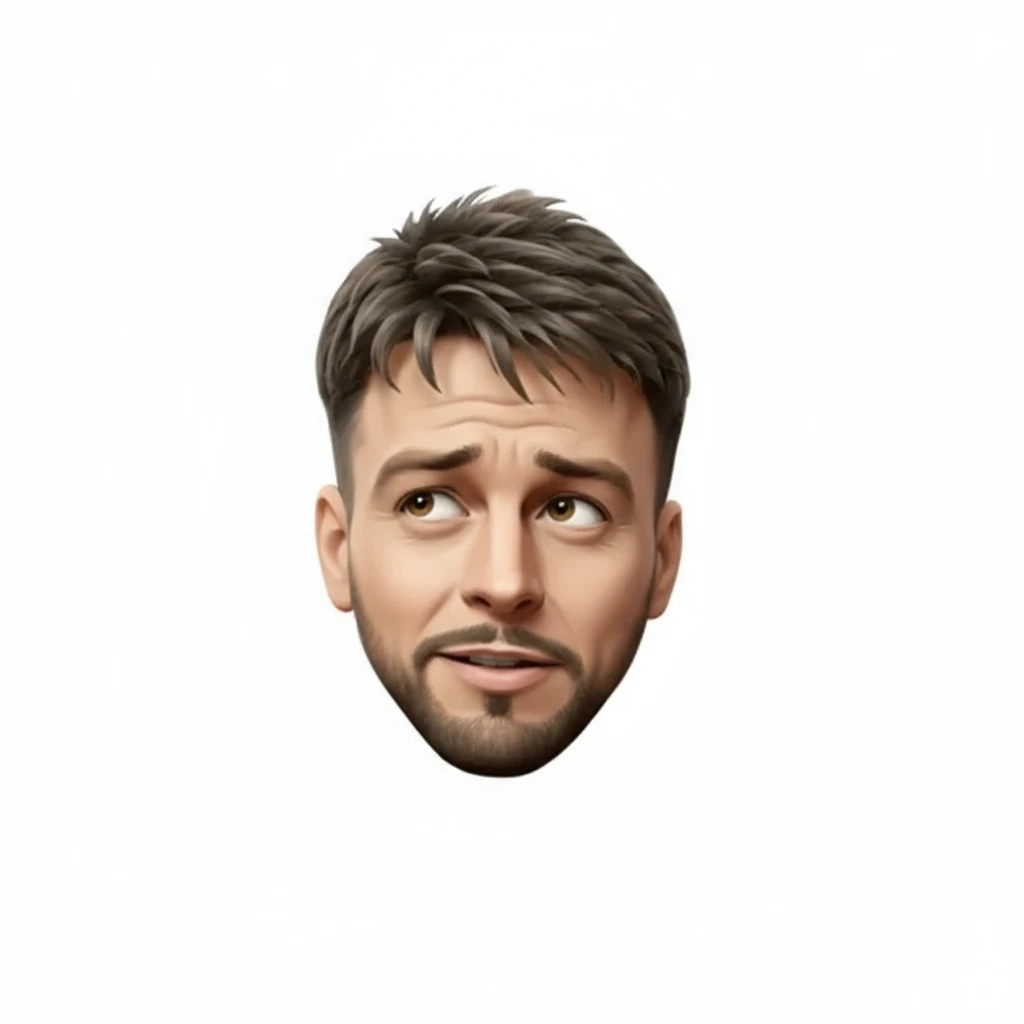 нарисуй это лицо, в таком же стиле, только задумчивое, без фона emoji