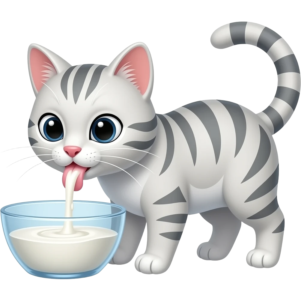 2d cartoon cat licking milk from a bowl emoji