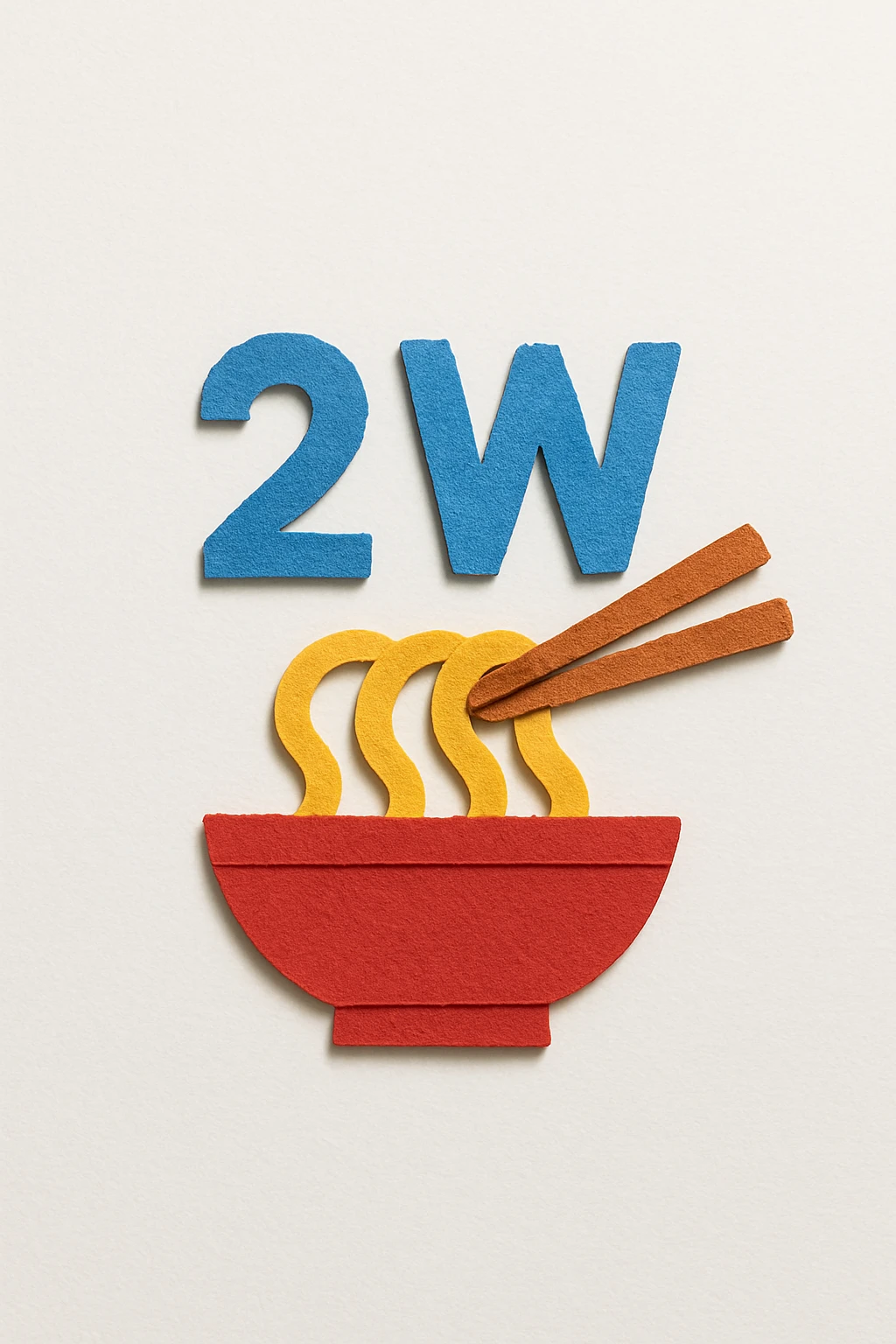 text: 2 w noodles in paper craft style emoji