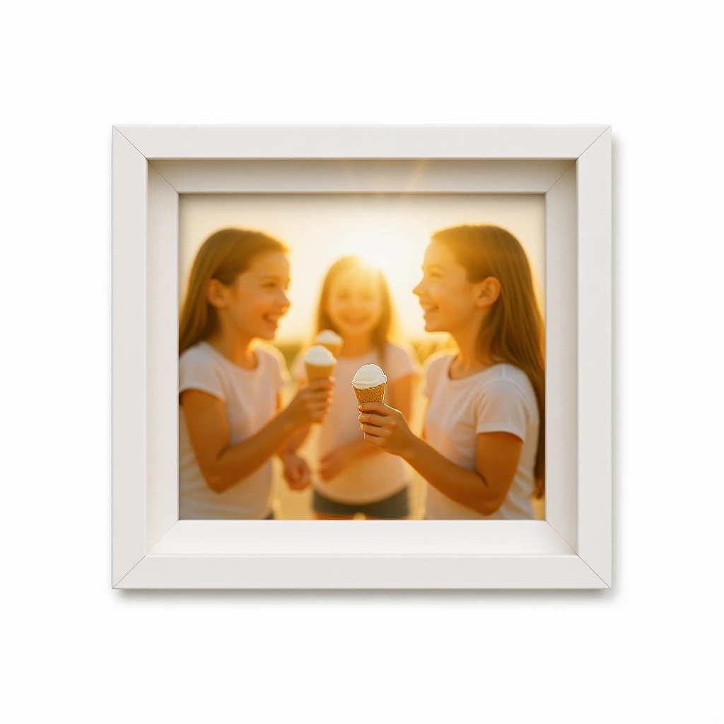happy children with melting ice cream cones emoji