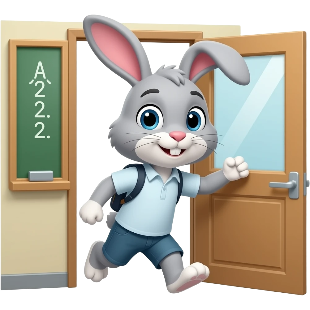 16. Finally, grey bunny leaves classes at school. 🐰 emoji
