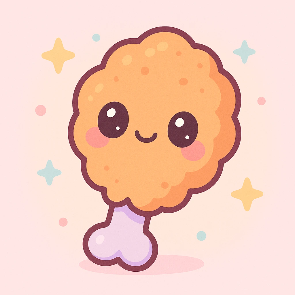 fried chicken, kawaii style, cute face, blushing cheeks, small size emoji