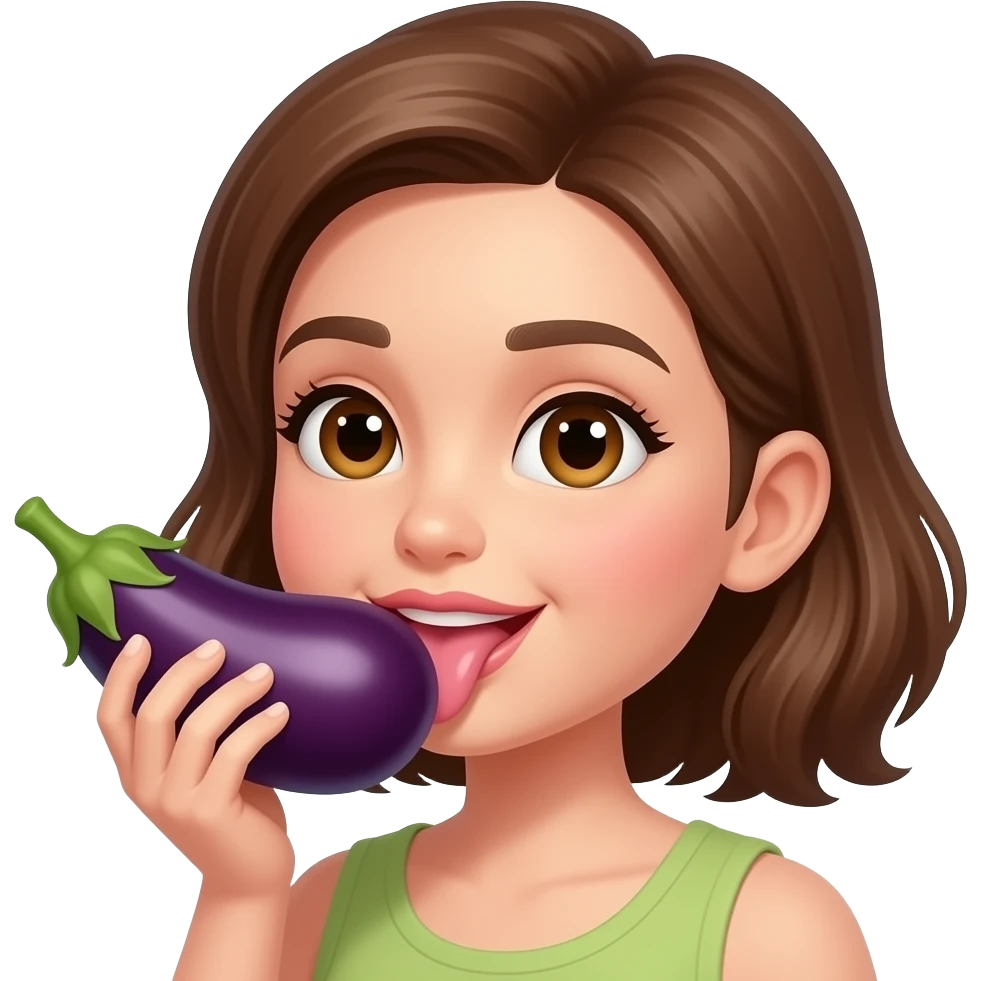 Fille qui lèche une aubergine emoji