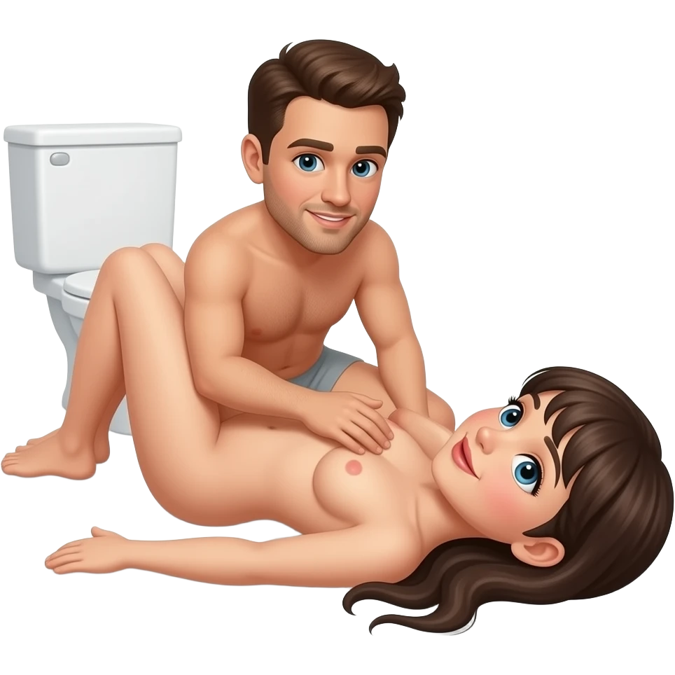 Men and Girl naked making sex bathroom Lying down pênis in Girl. emoji