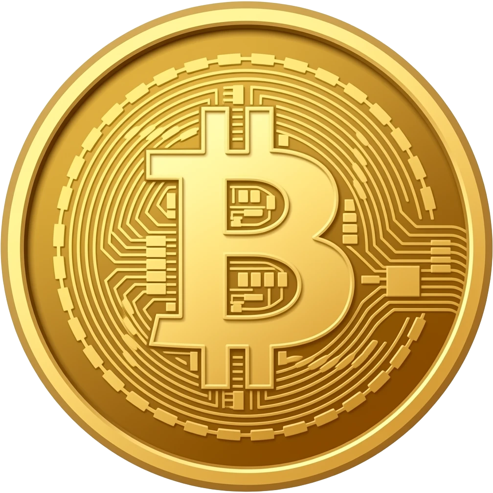 Монета с изображением биткоина emoji