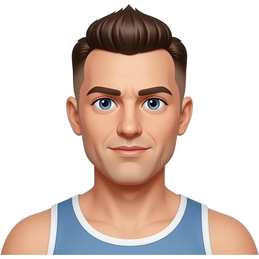 50's man skinhead mohawk and blue eyes and more broad shoulder emoji