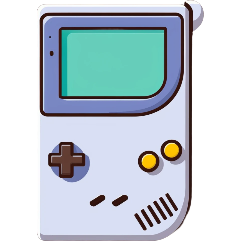 1930s style cartoon gameboy console character, cuphead-style, in black and white, on a plain white background, pointing at something.

 emoji