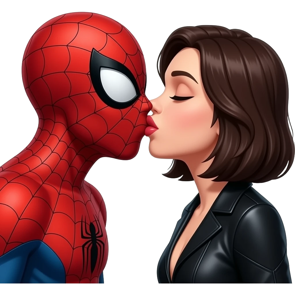 Spider man and viuva negra   kiss kiss creepy emoji