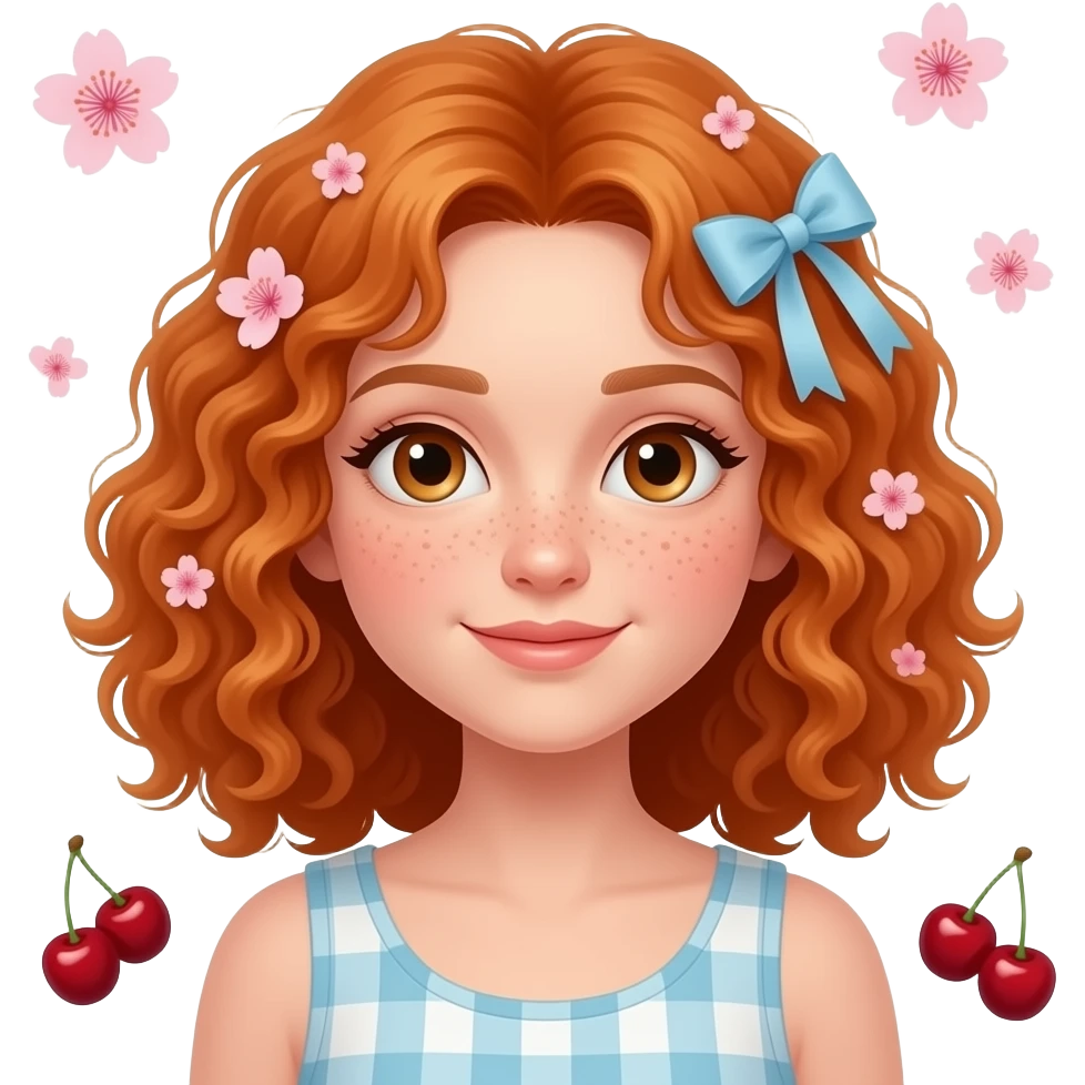 Fille rousse bouclés tâches de rousseur 🎀🌸 emoji