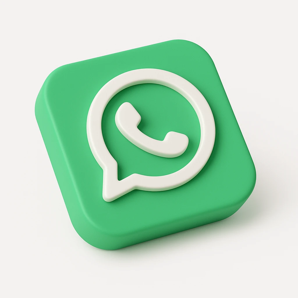 Isomorphic 3D Icon of Whatsapp, Animated, Matte, white background. High Resolution. emoji